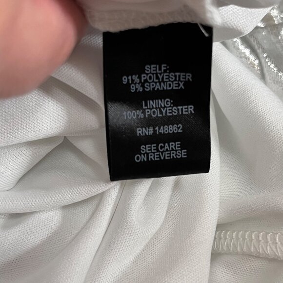 Torrid Silver‎ Metallic Stretch Liquid Knit Surplice Dress Party Size 0 / 12 / L - Picture 11 of 11